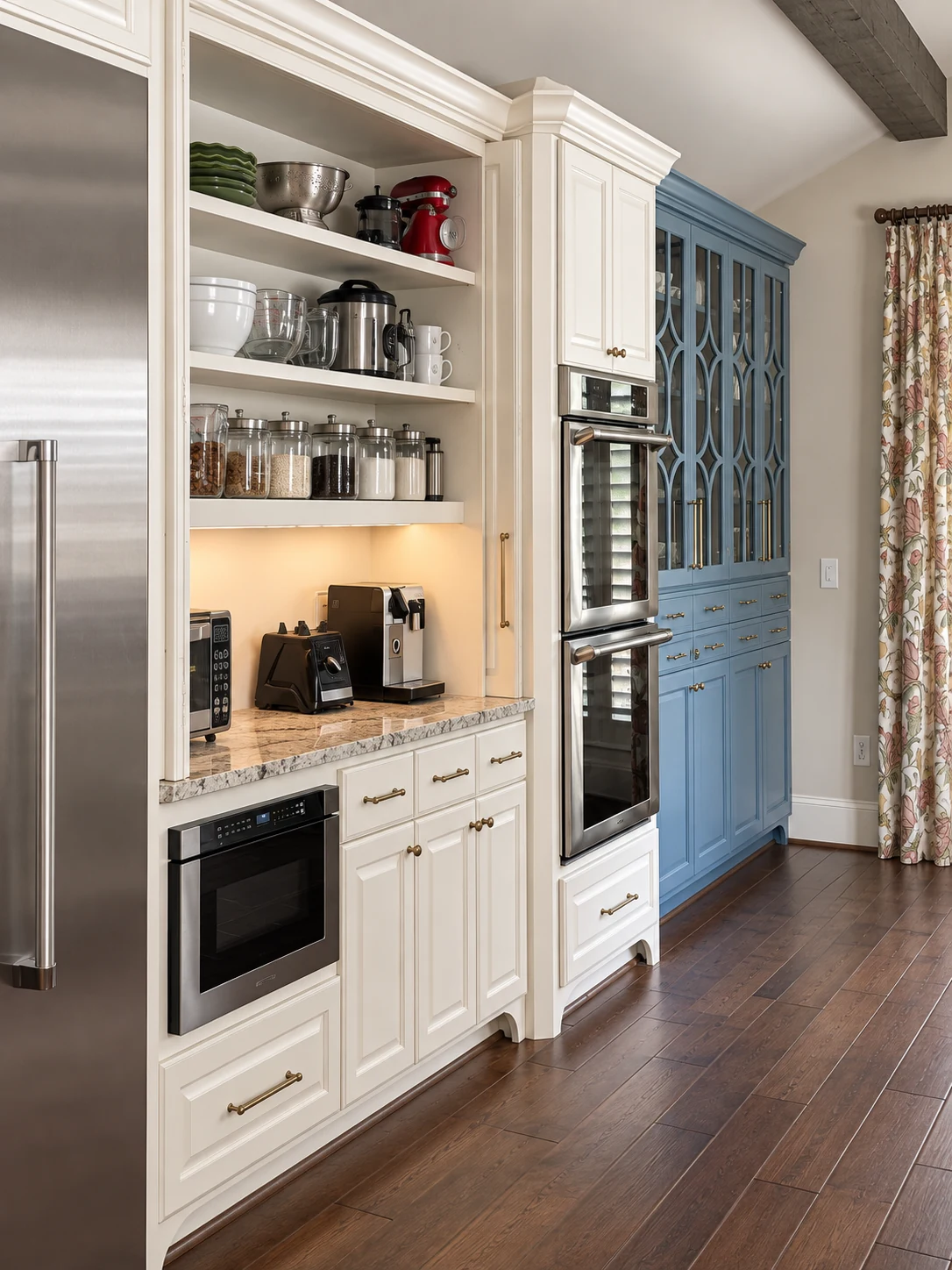 Integrated cabinetry and open shelving
